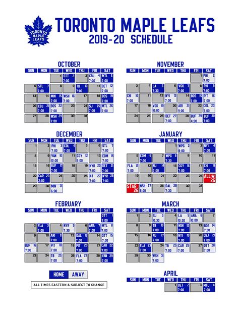 Toronto Maple Leafs Printable Schedule 2022 2023 Printable Schedule