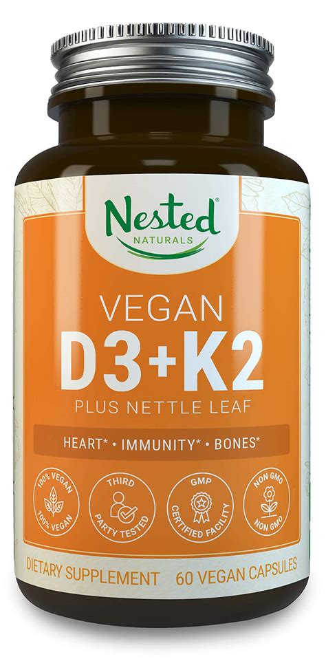 Take your vitamin k2 supplement with your dinner that includes dietary fat or at bedtime, 8 to 12 hours after you take your vitamin d3. Vitamin D3+K2 Plus Nettle Leaf Supplement | 60 Vegan ...