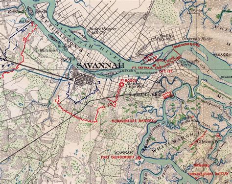 Map Of Savannah Ga Showing Civil War Operations 1864 Not A Etsy