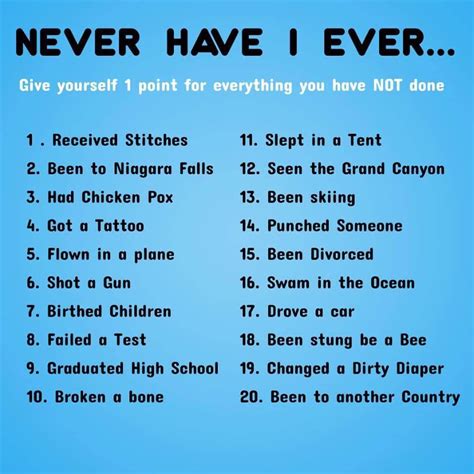 We have listed 50 events dealing with a variety of topics to use for never have i ever. Pin by Abigail on Bianka | Never have i ever, Funny games ...