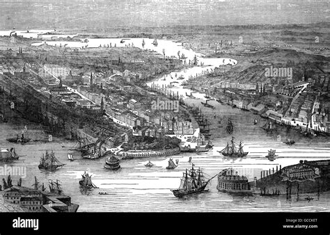 19e Siècle Least River Et Lîle De Manhattan Vers 1860 New York City