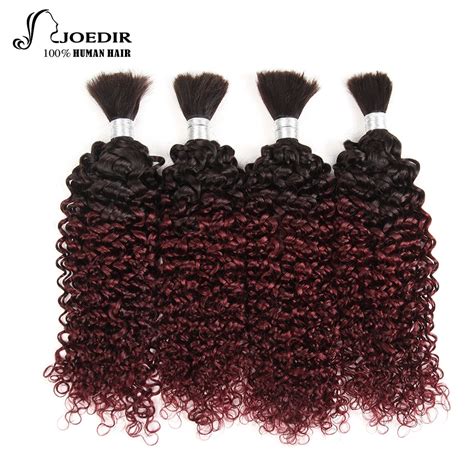 joedir pre colored t1b 99j no weft kinky curly wave brazilian bulk human hair remy 4 bundles