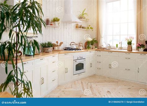 A Cozy Modern Kitchen Room Interior Real Photo Nobody Stock Photo