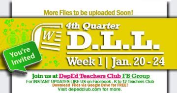 Week 1 4th Quarter Daily Lesson Log January 20 24 2020 DLL