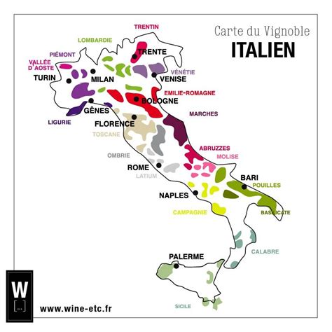 Carte Du Vignoble Italien Carte Vin Wine Vignoble Italie Italien