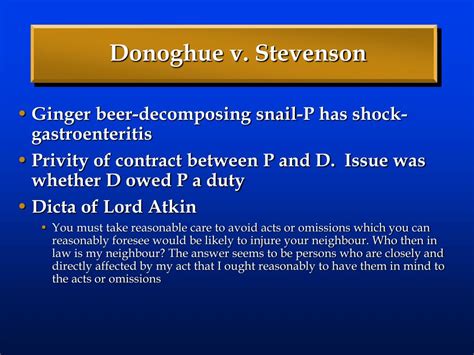 The undergarments, consisting of two pairs of underpants and two siglets was bought by appellant at the shop of the respondents. PPT - LAW OF TORTS PowerPoint Presentation, free download ...