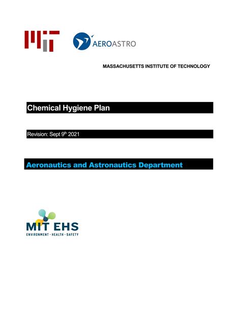 MIT AeroAstro EHS Chemical Hygiene Plan By MIT Department Of