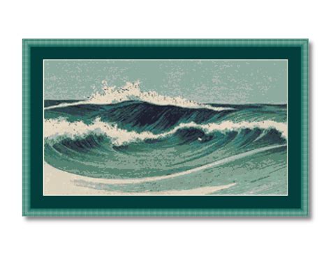 Dozens of cute baby cross stitch designs to choose from for afghans, quilts and other applications. Cross Stitch " Ocean Waves " - Instant Download Japanese ...