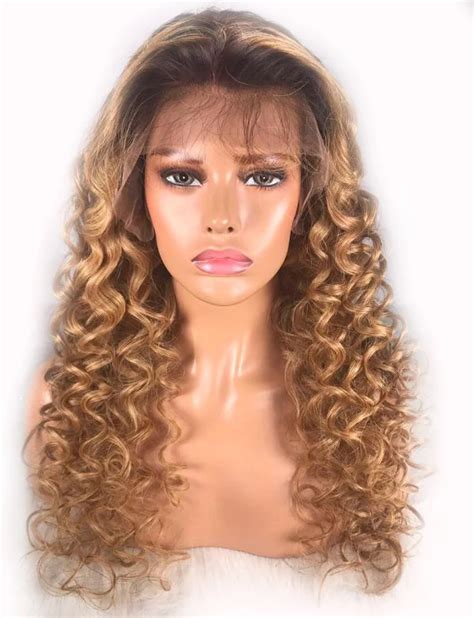 13x6 Ombre 4 27 Honey Blonde Lace Front Wig 250 Density Remy Brazilian