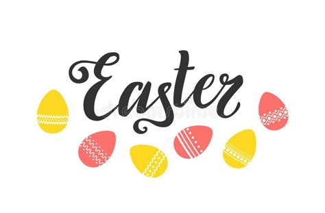 Lettering For Greeting Card Inscription Easter And Egg Illustration