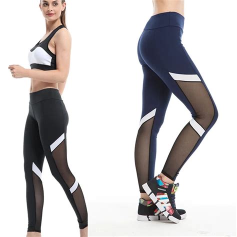 Sexy Mesh Stripe Patchwork Leggings Women Seamless Anti Cellulite Leggins Girls Gym Workout Yoga