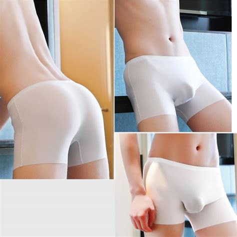 Ice Silk Men Underwear Seamless Transparent Boxer Shorts Ultra Thin