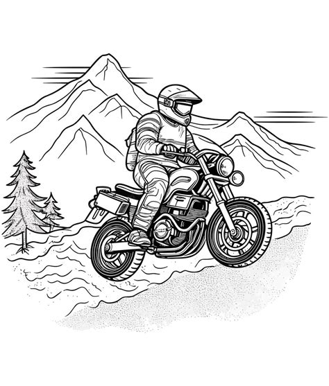 Premium Vector A Man Riding A Motorcycle With Mountains In The
