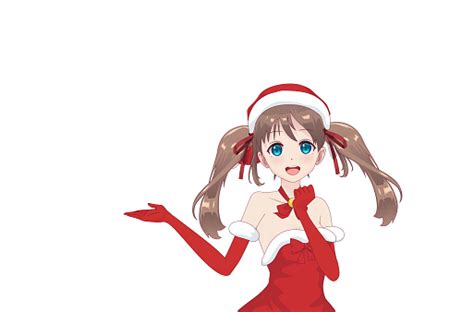 Anime Manga Girl Dressed In Santa Claus Costume Stock Illustration