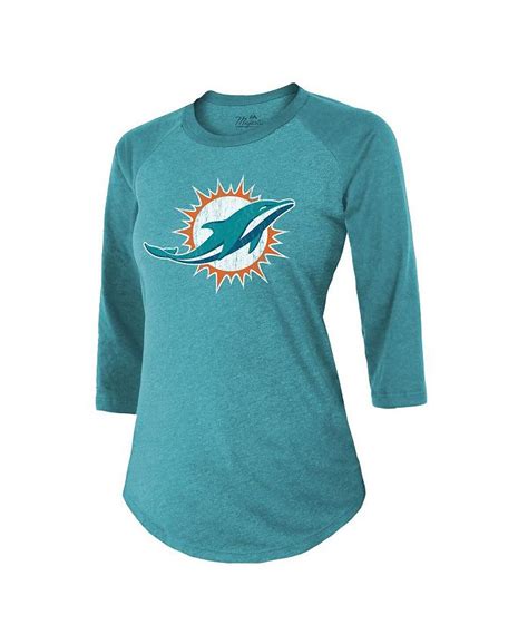 Majestic Women S Threads Tyreek Hill Aqua Miami Dolphins Name And Number Raglan 3 4 Sleeve T Shirt
