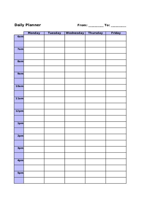 Daily Schedule Template 30 Minutes Calendar June