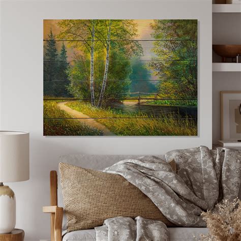 Millwood Pines Forest Scenery On Summer River On Wood Print Wayfair