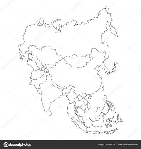 Asia Mapa Con Nombres Blanco Y Negro Países del mundo Mapa en español