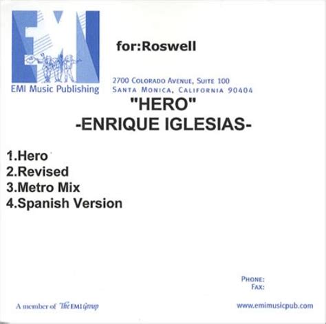 Enrique Iglesias Hero Us Promo Cd R Acetate 240366