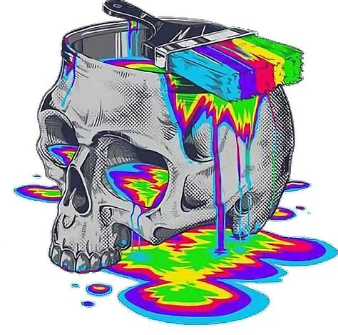 Skull Trippy Paint Rainbow Drip Sticker By Asianeggroll