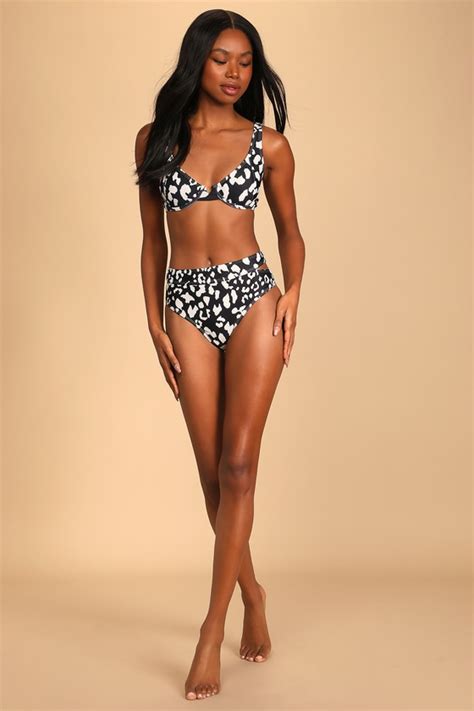 Black Leopard Print Swimsuit Cutout Bikini Bottom Swim Bottom Lulus