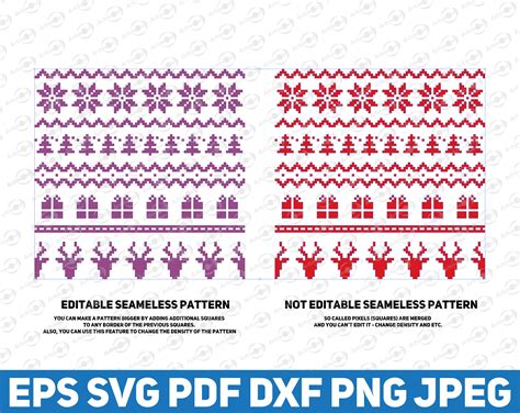 Christmas Sweater Pattern SVG Christmas Seameless Pattern | Etsy