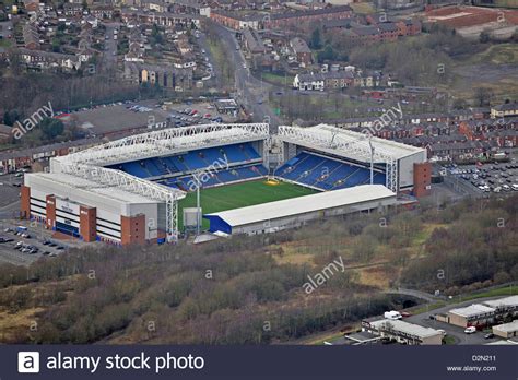 Blackburn rovers football club is a professional football club, based in blackburn, lancashire, england, which competes in the championship,. Aerial photograph of Blackburn Rovers Ewood Park Stock ...