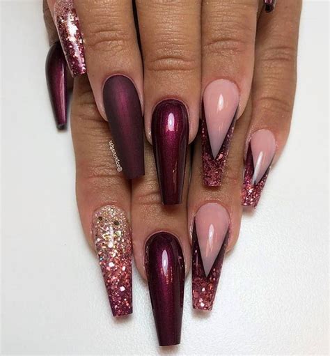 How do they affect your natural nails? 70 Amazing Gel Nail Art You Will Love | Coffin nails designs, Burgundy acrylic nails, Rhinestone ...
