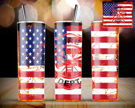 Oz Skinny Tumbler Sublimation Design Template Firefighter Etsy