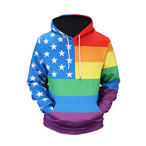 New 3d Print Hoodies Men Women Fashion Gay Sweatshirt American Rainbow Flag Print Jumpers Funny