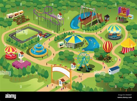 A Vector Illustration Of A Map Of An Amusement Park Stock Vector Art