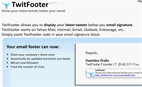 Twitfooter Display Your Latest Tweets As Email Signature
