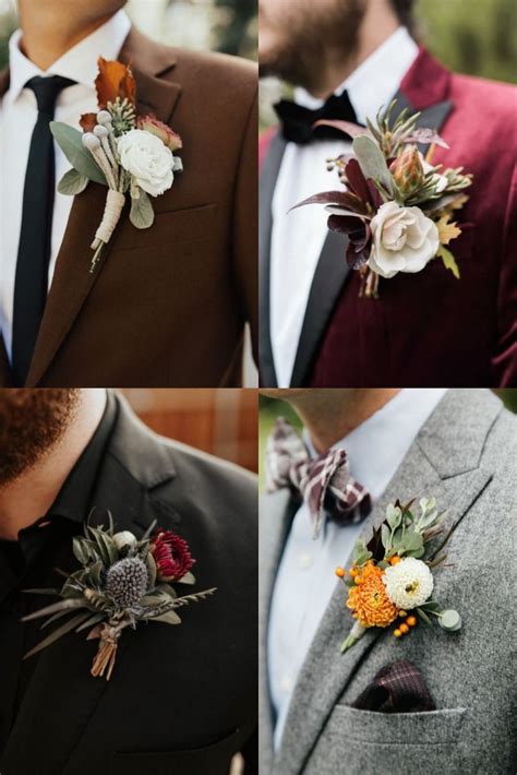 50 Fall Wedding Boutonnieres For Every Groom Hi Miss Puff