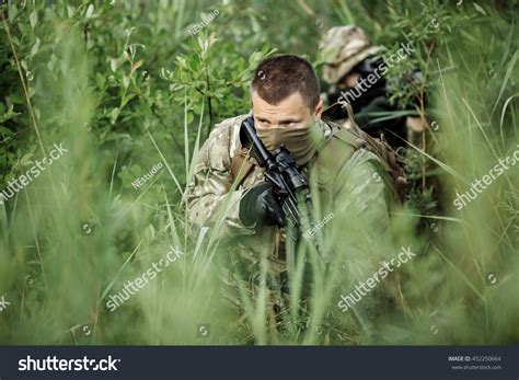 British Special Forces Soldiers Weapon Take Stock Photo 452250664