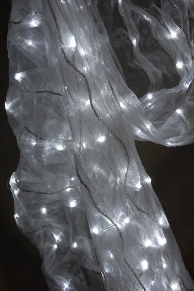 White Organza Curtain With Led Lights 12ft