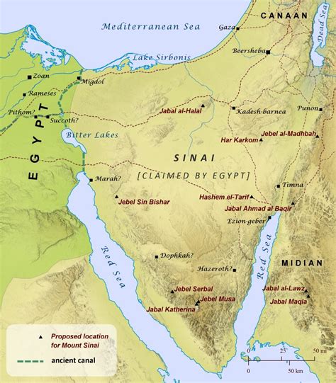 Proposed Locations For Mount Sinai Bible Mapper Atlas