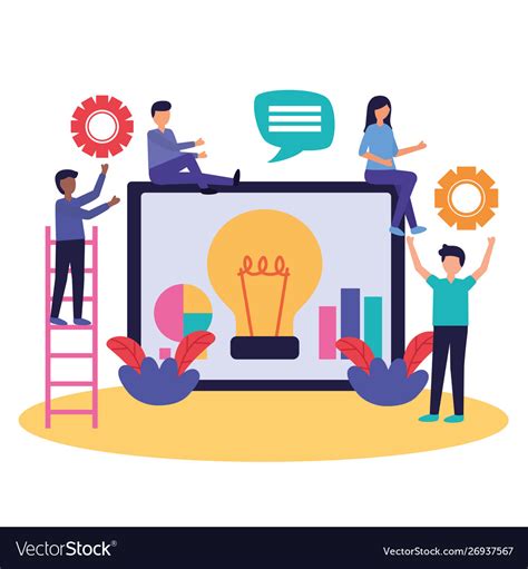People With Teamwork Icon Design Royalty Free Vector Image