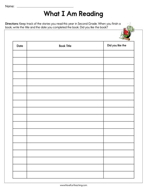 Second Grade Reading Logs Worksheets Have Fun Teaching