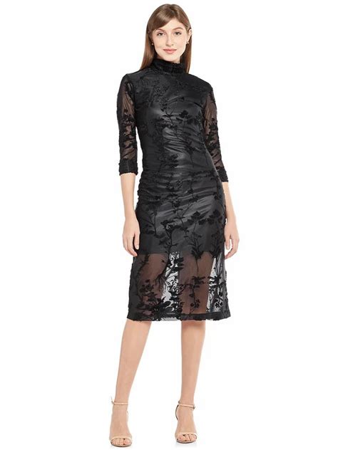 Black Turtleneck Knee Length Sheath Dress महिलाओं की डिजाइनर ड्रेस