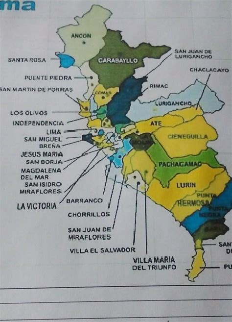 Ubica En El Mapa De Lima Metropolitana Y Escribe Los Distritos Que