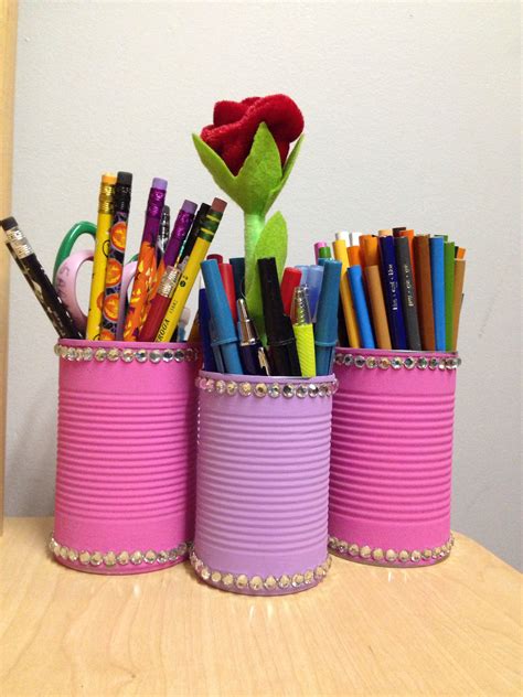Just Made These Cute Diy Pencil Holders With Only Soup Cans Paint And