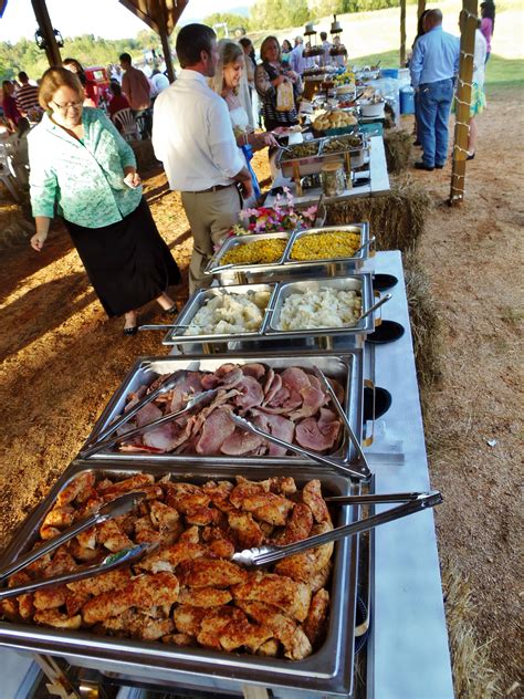 Buffet For Outdoor Country Wedding~ Chicken Ham Mashed Potatoes Corn