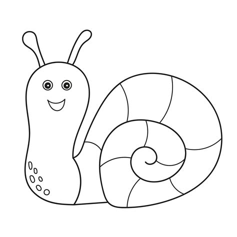 Simple Coloring Page Little Cute Snail Contour 4597840 Vector Art At