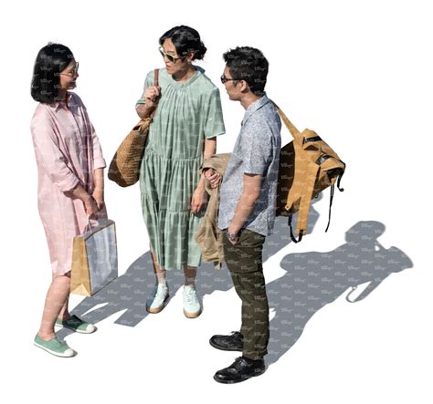 Cut Out Group Of Three Asian People Standing And Talking Vishopper