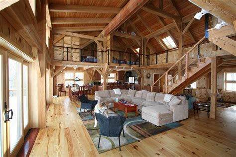 Mortise Amp Tenon Joined Barn Timber Frame House Interior