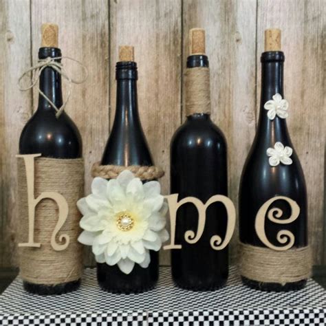 Decorated Wine Bottles Hand Painted Set Of By Themusecreations