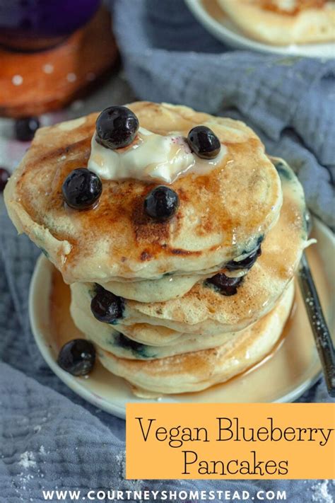 Vegan Blueberry Pancakes Courtneys Homestead Easy Vegan Recipes The