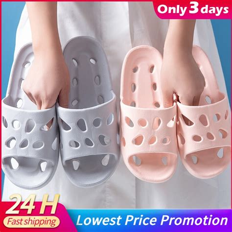 Men Bathroom Slippers Women Home Slipper Non Slip Water Leaky Slippers Summer Beach Flip Flops