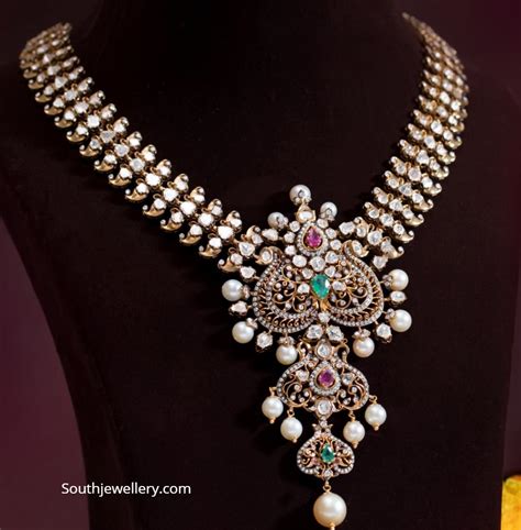 Polki Diamond Necklace Indian Jewellery Designs