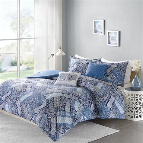 Id10 975 Comforter Set Fullqueen Blue 1 Comforter90x90 2
